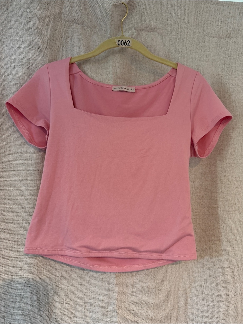 Sincerely Jules Rose Pink Square Neck Crop Top